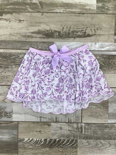 Danz N Motion - Mock Wrap Floral Print Skirt - Child (25403C) - Lavender Floral