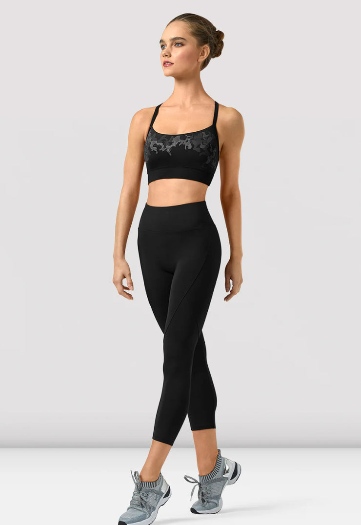 Bloch - Ladies Polina Mirage Print Mesh Crop Top - Adult (Z9347) - Black