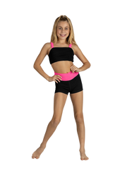 XO Dance Co - Sassy Scrunch Top - Child (24009) - Hot Pink & Black