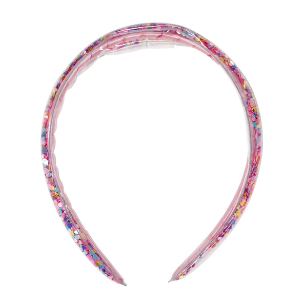 Pink Poppy - Rainbow Hearts Glitter Headband (HBG172) - Pink