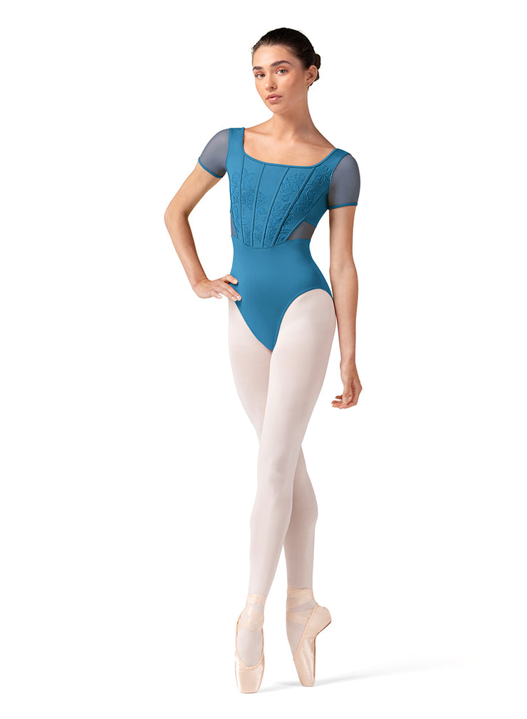 Bloch - Embroidered Corset Cap Sleeve Leotard - Adult (L20001) - Cerulean