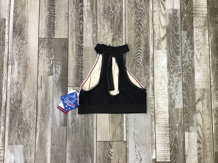 Motionwear - Zip Front Halter Bra Top - Child/Adult (3383-83) - Pink/Black - Final Sale