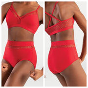 Body Wrappers - Open Mesh Hi-Waist Brief - Adult (P1161) - Scarlet - Final Sale