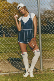 Free People Movement - Cool On The Court One Piece - Adult (OB2109677-4960) - Pinstripe Navy Combo