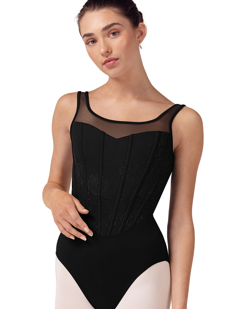 Bloch - Embroidered Corset Tank Leotard - Adult (L50002) - Black