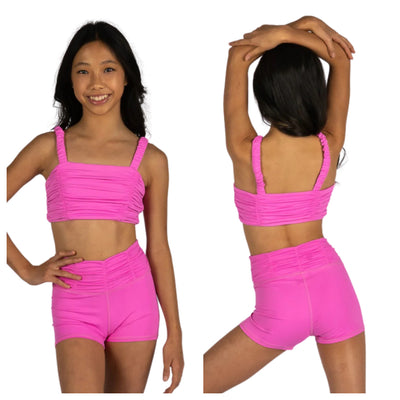 XO Dance Co - Sassy Scrunch Top - Child (24009) - Pink Pop