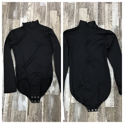 Body Wrappers - MicroTech Long Sleeve Turtleneck Leotard - Adult (MT201) - Black