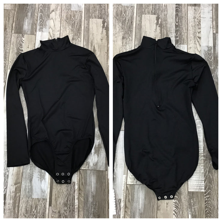 Body Wrappers - MicroTech Long Sleeve Turtleneck Leotard - Adult (MT201) - Black