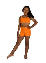 XO Dance Co - Sassy Scrunch Short - Child (24006) - Orange Pop