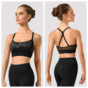 Bloch - Ladies Polina Mirage Print Mesh Crop Top - Adult (Z9347) - Black