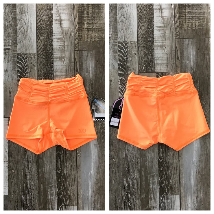 XO Dance Co - Sassy Scrunch Short - Child (24006) - Orange Pop