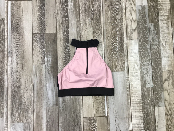 Motionwear - Zip Front Halter Bra Top - Child/Adult (3383-83) - Pink/Black - Final Sale