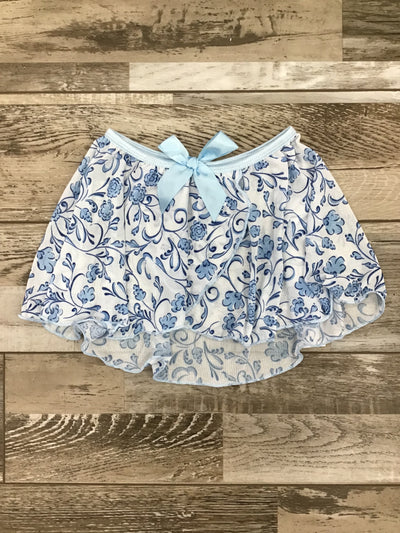 Danz N Motion - Mock Wrap Floral Print Skirt - Child (25403C) - Light Blue Floral