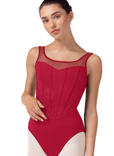 Bloch - Embroidered Corset Tank Leotard - Adult (L50002) - Cherry
