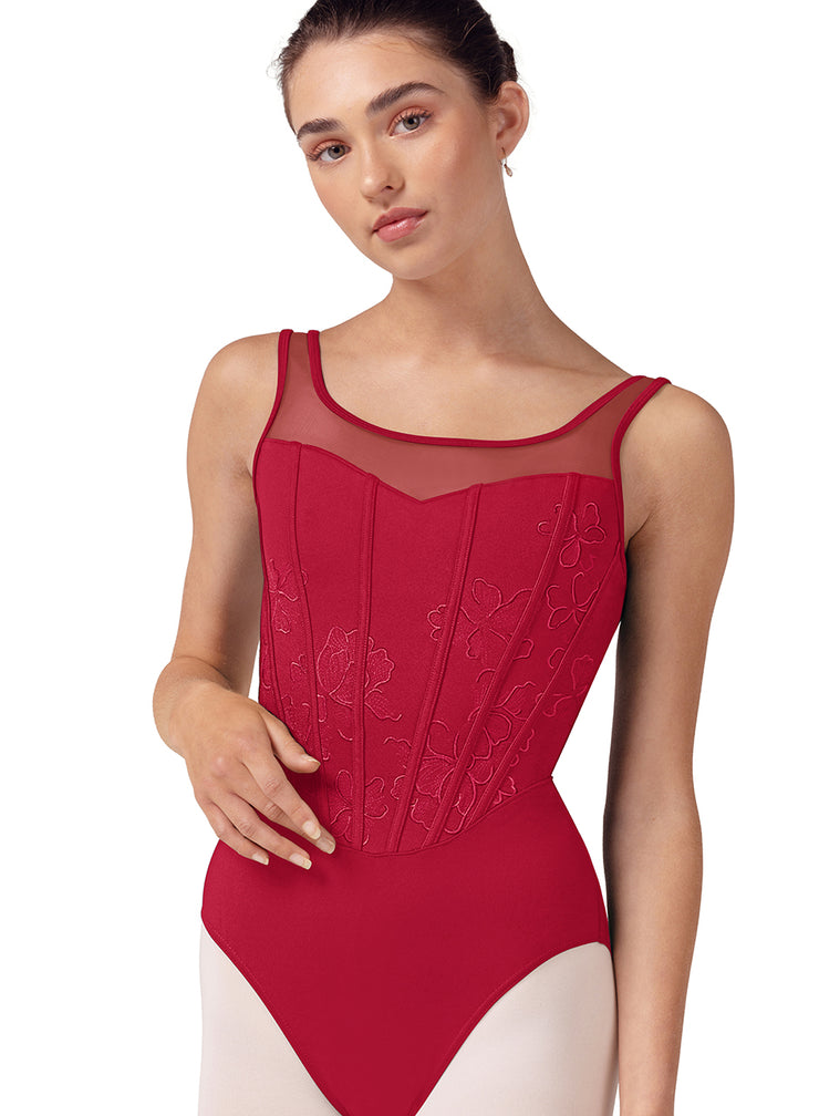 Bloch - Embroidered Corset Tank Leotard - Adult (L50002) - Cherry