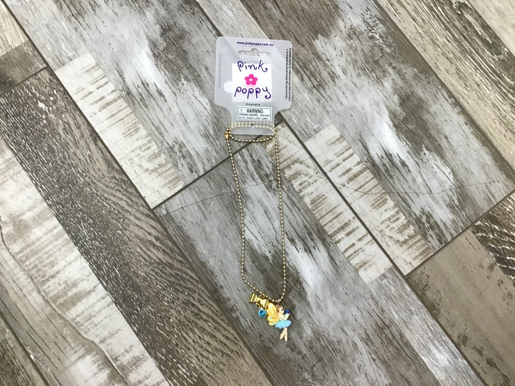 Pink Poppy - Enchanted Fairy Necklace on Chain - (NCG115) - Blue