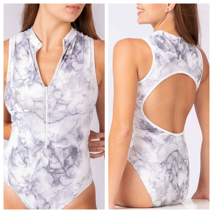 Mara Dancewear - Aura Leotard - Adult (LEO-AUR-MAR) - White Marble