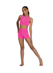 Danz N Motion - High Waist Booty Shorts - Child (22406C) - Neon Pink