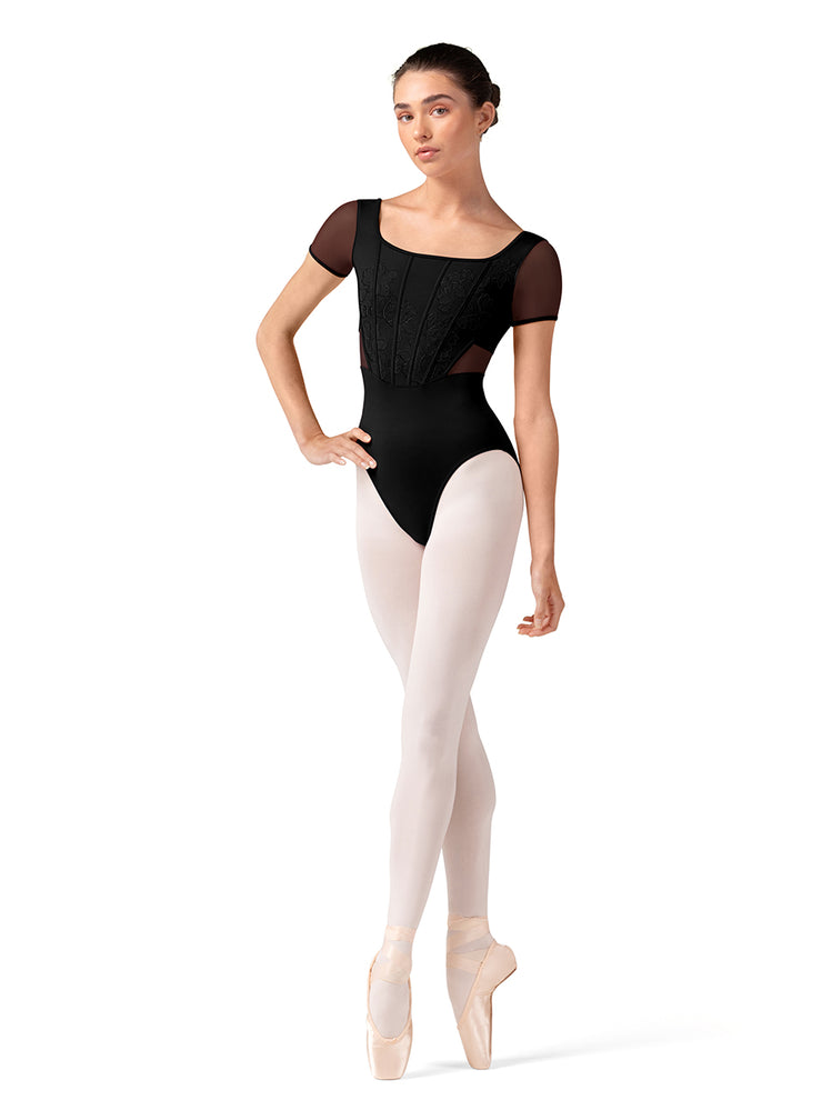 Bloch - Embroidered Corset Cap Sleeve Leotard - Adult (L20001) - Black