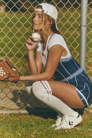 Free People Movement - Cool On The Court One Piece - Adult (OB2109677-4960) - Pinstripe Navy Combo