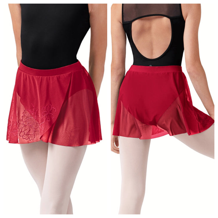 Bloch - Embroidered Pull On Skirt - Adult (R10001) - Cherry