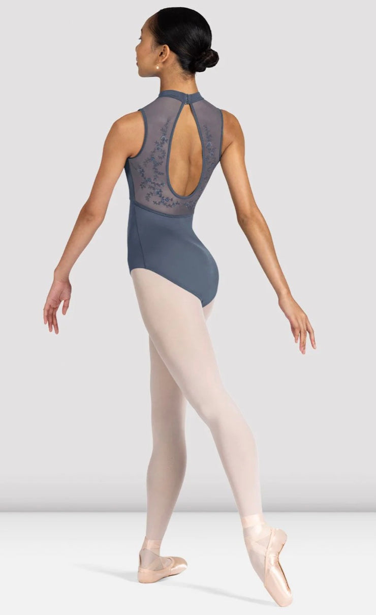 Bloch - Kali Floral Open Back Leotard - Adult (L3395) - Graphite Grey