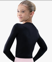 So Danca - Rida V-Neck Long Sleeve Mock Wrap Top - Child (SL207) - Black