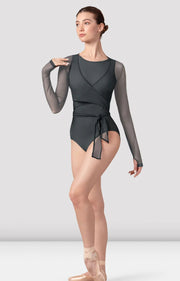 Bloch - Bethan Mesh Wrap Top - Adult (Z8459) - Graphite