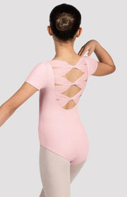 Mirella - Boat Neck Mesh Back Cap Sleeve Leotard - Child (M1562C) - Pink