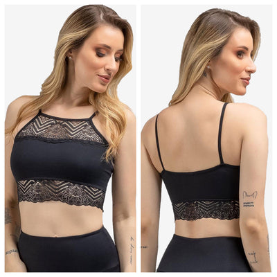 So Danca - Spaghetti Strap Lace Crop Top - Child/Adult (L-2665/RDE-2664) - Black