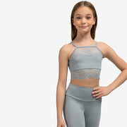 So Danca - Spaghetti Strap Lace Crop Top - Child/Adult (L-2665/RDE-2664) - Light Gray