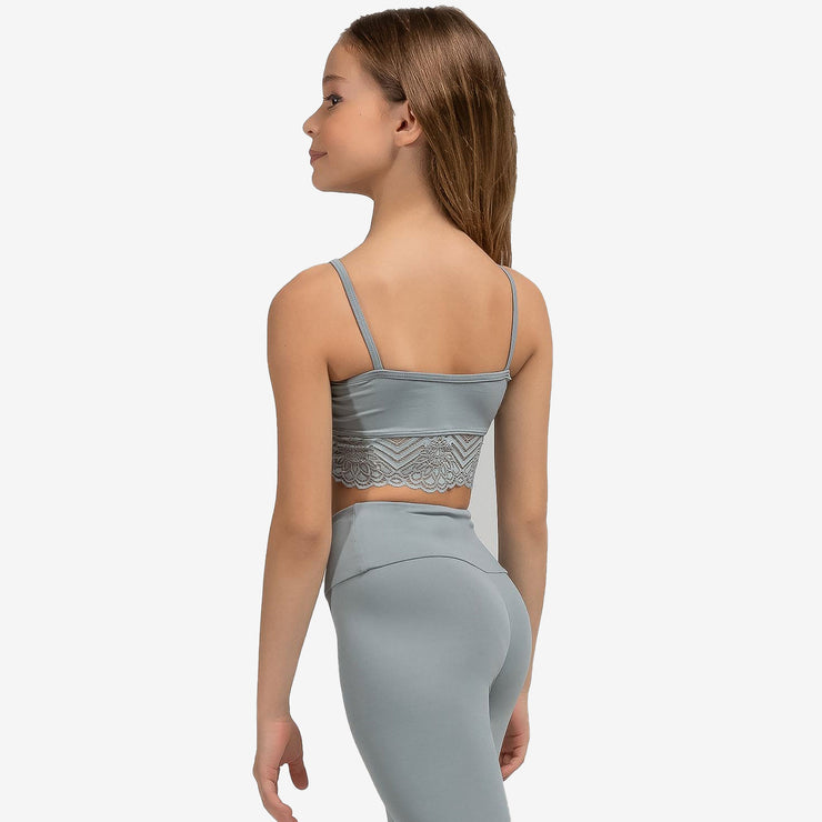 So Danca - Spaghetti Strap Lace Crop Top - Child/Adult (L-2665/RDE-2664) - Light Gray