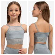 So Danca - Spaghetti Strap Lace Crop Top - Child/Adult (L-2665/RDE-2664) - Light Gray