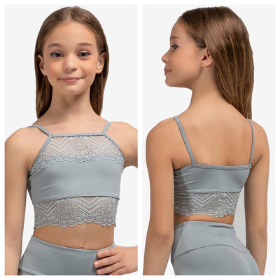So Danca - Spaghetti Strap Lace Crop Top - Child/Adult (L-2665/RDE-2664) - Light Gray