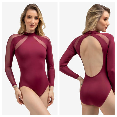 So Danca - Long Sleeve Open Back Leotard - Adult (RDE-2646) - Bordeaux