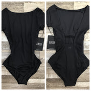Lulli Dancewear - Microfiber Full Lining Short Sleeve Leotard - Adult (LUB286) - Black