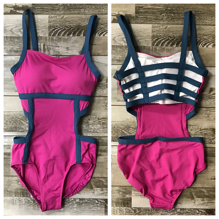 Danz N Motion - Camisole Color Block Leotard - Adult (20119A) - Magenta/Pietro FINAL SALE