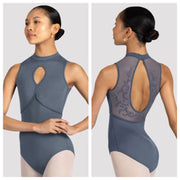 Bloch - Kali Floral Open Back Leotard - Adult (L3395) - Graphite Grey