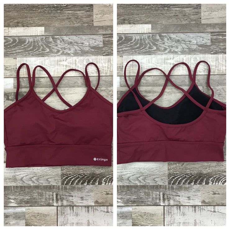 So Danca - Trinys Strappy Bra Top with Removable Padding - Adult (F-14262ES) - Bordeaux