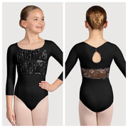 Bloch - Sophie 3/4 Sleeve Floral Leotard - Child (CL5226) - Black