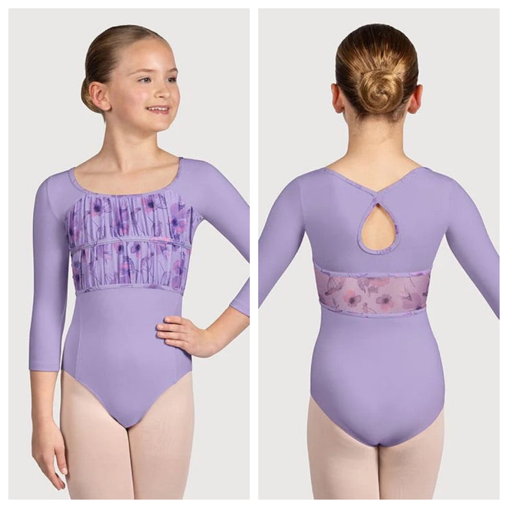 Bloch - Sophie 3/4 Sleeve Floral Leotard - Child (CL5226) - Lilac