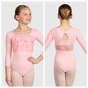 Bloch - Sophie 3/4 Sleeve Floral Leotard - Child (CL5226) - Candy Pink