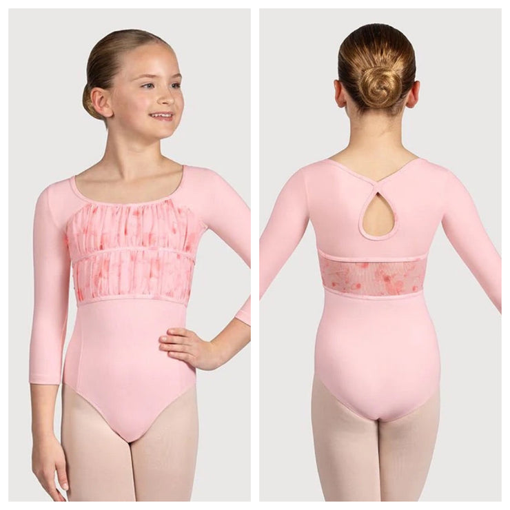 Bloch - Sophie 3/4 Sleeve Floral Leotard - Child (CL5226) - Candy Pink
