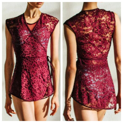 Eleve Dancewear - Bella Lace Wrap Dress - Child/Adult (WTSBL5/WTSBLX) - Sangria Final Sale
