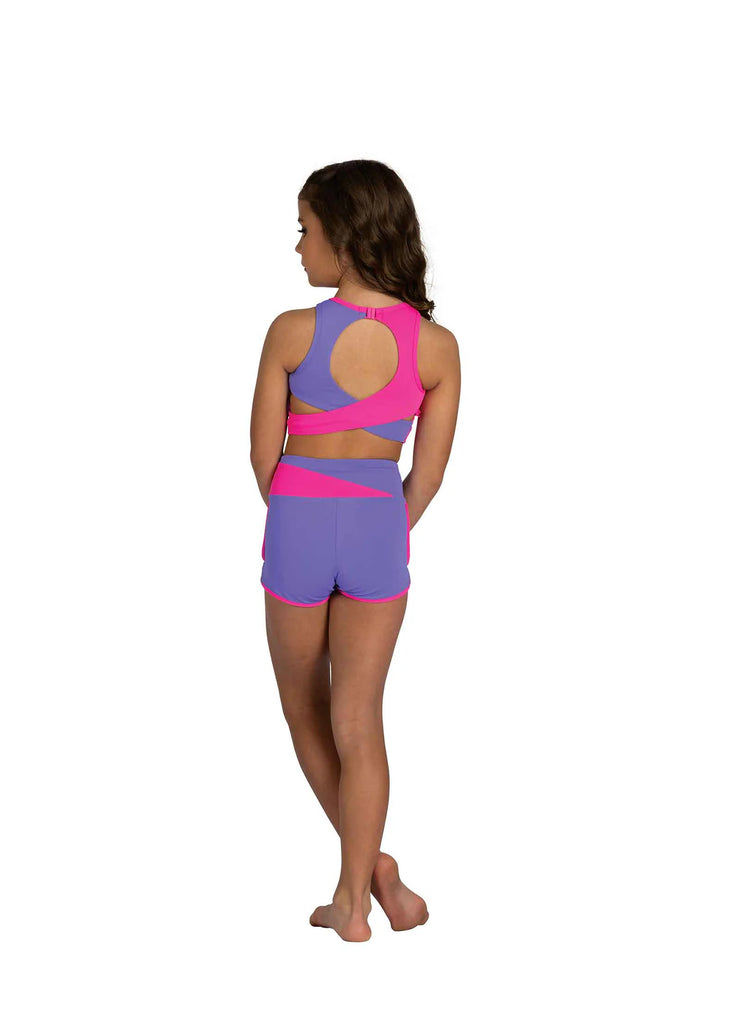 Danz N Motion - Lily Short - Child (25401C) - Bright Lavender/Neon Pink