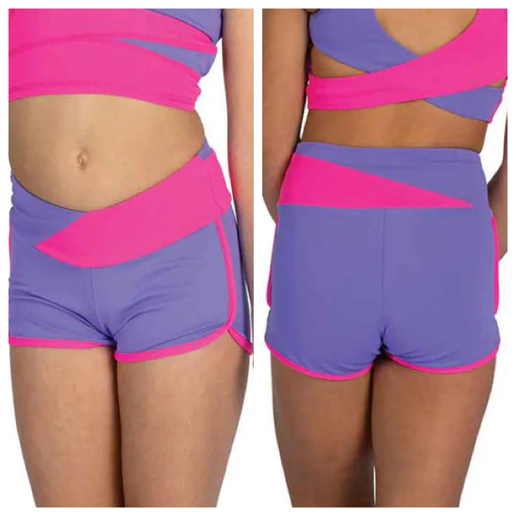 Danz N Motion - Lily Short - Child (25401C) - Bright Lavender/Neon Pink