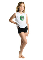 Danz N Motion - "I Dance A Latte" Tank - Child (23300C) - White