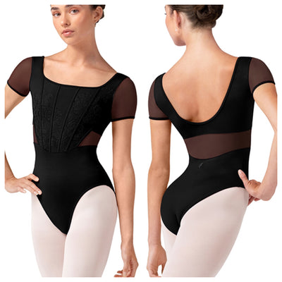 Bloch - Embroidered Corset Cap Sleeve Leotard - Adult (L20001) - Black