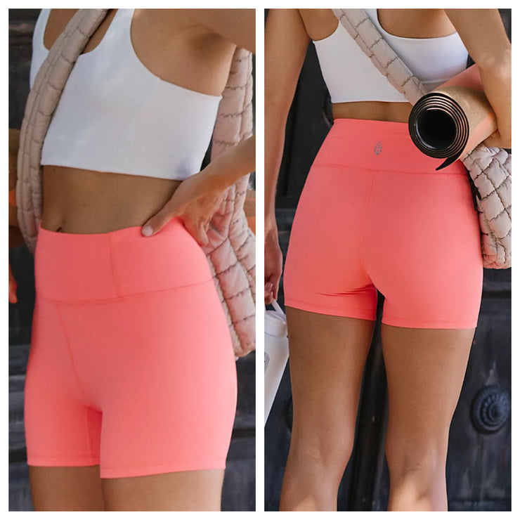 Free People Movement - Never Better Bike Shorts - Adult (OB1751733-6694) - Neon Coral