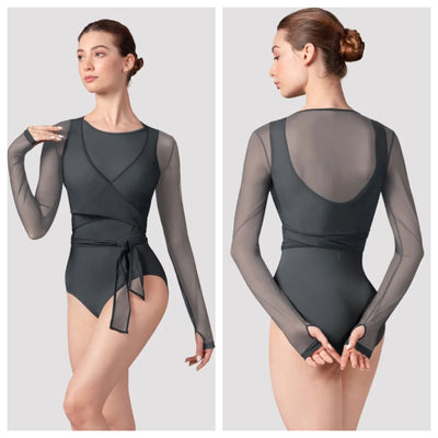 Bloch - Bethan Mesh Wrap Top - Adult (Z8459) - Graphite